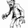 A menacing zombie character with wild hair, tattered suit, and claws, appearing aggressive and ready to attack.