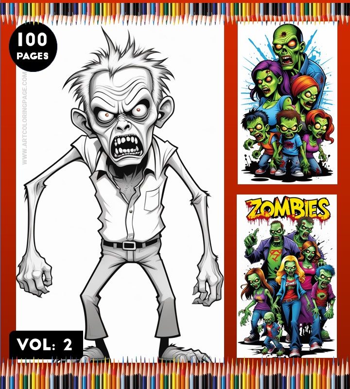 Halloween Zombies Coloring Pages Vol 6 | Coloring Pages Zombies Printable