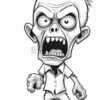 A cartoon zombie character with a furious expression, wearing a white shirt and displaying exaggerated features like large eyes and sharp teeth.