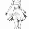 A terrifying zombie woman in a tattered dress with a menacing expression and long, disheveled hair.