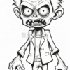 A cartoon zombie character with spiky hair, wide eyes, and an open mouth, wearing a ripped blazer and claw-like hands.