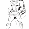 Superman, a muscular hero in a cape and iconic emblem, stands confidently with fists clenched, ready for action.