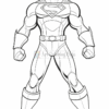 Superman in his iconic pose, wearing his superhero costume with the 