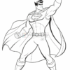Superman stands confidently with a clenched fist, wearing his iconic cape and suit, ready for action.