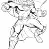 Superhero character with a cape and mask, posed in a dynamic stance, ready for action.