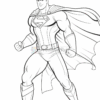 Superman, depicted in a dynamic pose with a cape, muscular build, and iconic 