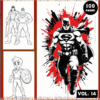 Coloring book featuring superheroes with 100 free coloring pages from artcoloringpage.com, showcasing Superman and a young hero.