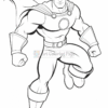 A muscular superhero in a cape and boots, striking a dynamic pose, ready for action.