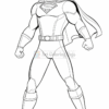 Superman stands heroically with a confident pose, wearing his iconic suit and cape, ready for action.