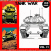 Coloring page featuring a detailed tank illustration from the