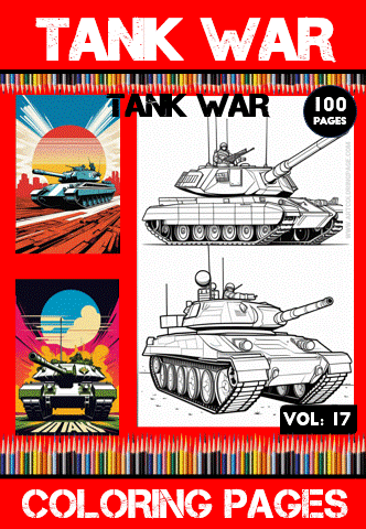 Tank War coloring pages featuring detailed tanks and vibrant backgrounds, perfect for a cozy coloring book experience from artcoloringpage.com.