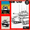 Tank-themed coloring book cover featuring illustrations of military tanks with a colorful border, promoting artcoloringpage.com.