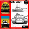 Coloring page featuring tank illustrations for a cozy coloring book, showcasing detailed line art and vibrant colors. Visit artcoloringpage.com for more cozy coloring pages.