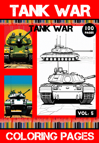 Coloring page featuring tank illustrations for a cozy coloring book, showcasing detailed line art and vibrant colors. Visit artcoloringpage.com for more cozy coloring pages.