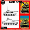 Tank War coloring book cover featuring illustrated tanks, including line art and colorful images, promoting cozy coloring pages from artcoloringpage.com.