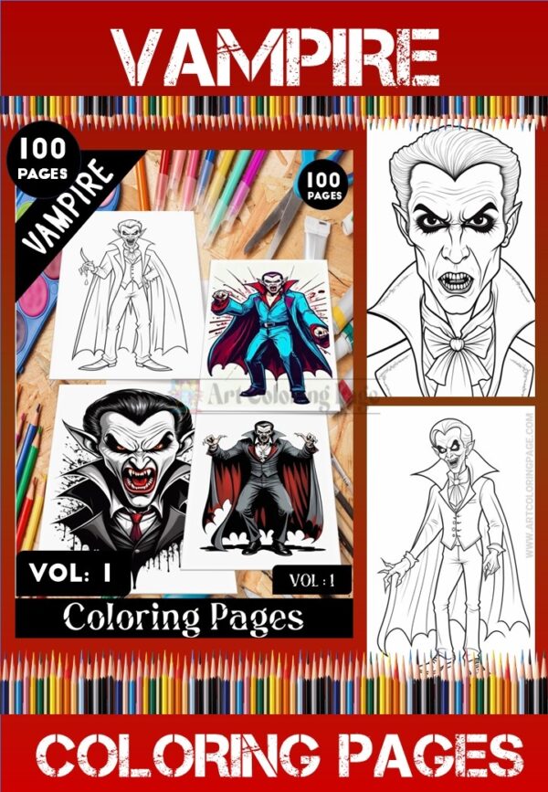 Vampire Halloween Coloring Pages VOL 1! – 100 Spooky & Cute Designs