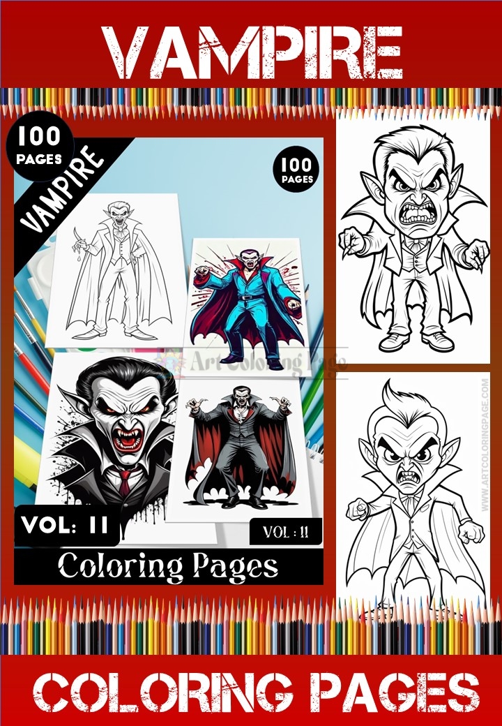 Dracula Coloring Pages VOL 11! – 100 Pages of Whimsical Vampire Adventure