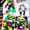 Ninja Turtles themed coloring pages featuring colorful illustrations, offering free coloring pages from artcoloringpage.com for a coloring book.