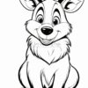 A cheerful cartoon reindeer with big antlers and a fluffy mane, sitting down and smiling happily.