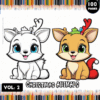 Cute cartoon animals with Christmas elements, featured on a coloring book cover labeled 