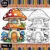 Immerse Yourself in Wonderland with Mushroom Houses Coloring Sheets Vol 2