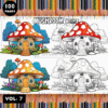 Buy Mushroom Houses Coloring Sheet Vol 7