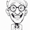A smiling elderly man with glasses and a white lab coat, showcasing a cheerful expression.