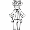 An elderly man with glasses stands with a serious expression, hands on his hips, wearing a jacket and trousers.