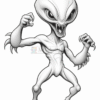 A fierce, cartoonish alien creature with large eyes, sharp claws, and an aggressive stance.