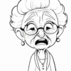 A surprised elderly woman with glasses, a bun hairstyle, and a pearl necklace, showing a shocked expression.