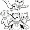 Super Bunny and friends, a heroic rabbit, squirrel, and cat, all wearing colorful superhero capes, ready for adventure.