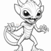 A cartoonish, mischievous creature with large eyes, sharp teeth, and spiky features, standing in a playful pose.