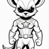 A muscular cartoon fox character with large ears and a superhero outfit, striking a confident pose.