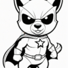 A cartoon superhero dog wearing a mask and cape, standing confidently with a star emblem on its chest.