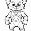 A cartoon cat superhero with a strong posture, wearing a costume and boots, ready for action.