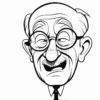 A smiling old man with glasses and a mustache, wearing a suit and tie, drawn in a cartoon style.