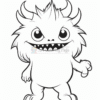 A cartoonish monster with spiky hair, a wide grin showing sharp teeth, and short limbs, set against a blank background.
