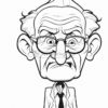 Angry old man character with white hair, glasses, and a suit, displaying a stern expression.