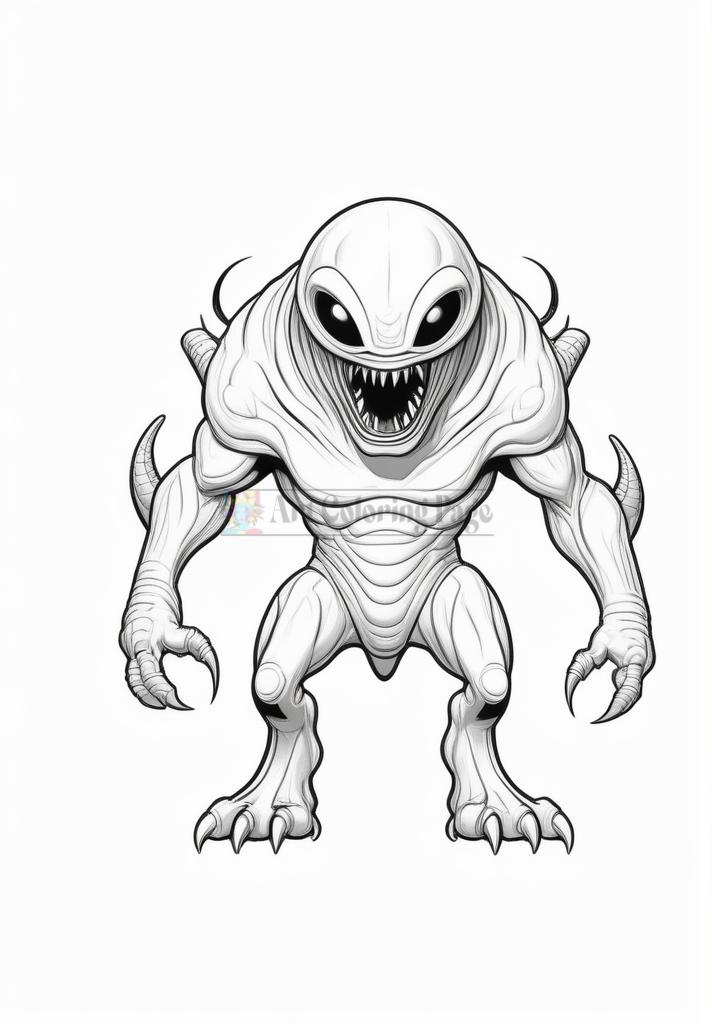 A monstrous creature with an elongated body, exaggerated facial features, sharp claws, and spiny protrusions.