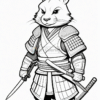 A heroic rabbit dressed in samurai armor, wielding a sword and standing confidently.
