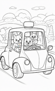 Immerse Yourself in Joyful Adventures with Animals Cartoon Cars Coloring Pages Vol 7!