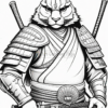 Samurai rabbit character wearing armor while holding a sword, displaying a fierce expression and intricate details on the armor.