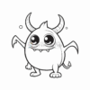 A cute cartoon monster with horns and a round body, featuring large eyes and a playful expression.