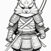 A fierce rabbit warrior dressed in samurai armor, wielding a katana and standing confidently, ready for battle.