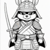 A fierce rabbit warrior in samurai armor, holding a sword, with a determined expression.