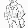 A muscular superhero fox character wearing a star-emblazoned costume, posing confidently with a smile.