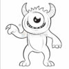 A cartoon monster with one large eye, horns, and a playful pose, ready to be colored.