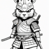 A samurai rabbit wearing ornate armor and a helmet, holding a katana and standing confidently.