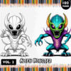 Alien monster illustration from a coloring book, featuring vibrant colors and intricate details suitable for coloring pages on artcoloringpage.com.