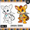 Two cartoon animal superheroes featured on a coloring book cover, titled 